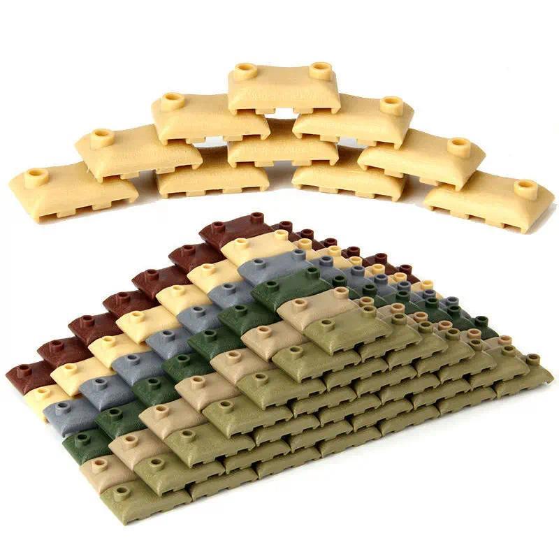 60 stücke MOC Militär Sandsack Bausteine Kompatibel WW2 Soldaten Waffe Ziegel DIY Armee Szene Teile Spielzeug für Jungen Geschenk