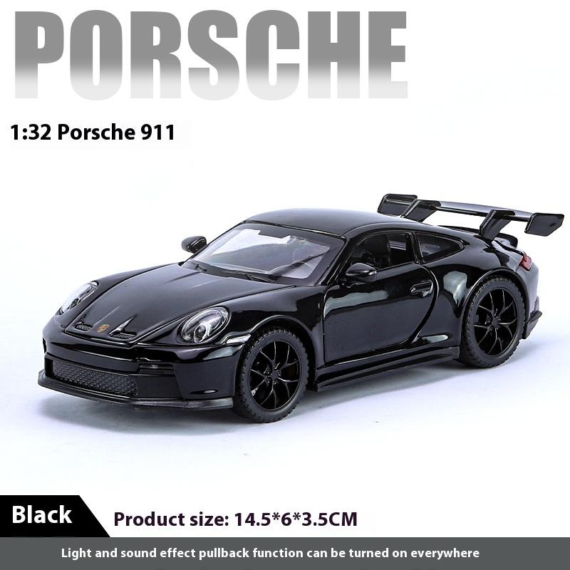 1:32 911 GT3 RS Leichtmetall Sportwagen Modell Druckguss Metall Rennwagen Fahrzeuge Modell Hohe Simulation Sound Licht Kinderspielzeug Geschenk Junge schwarz