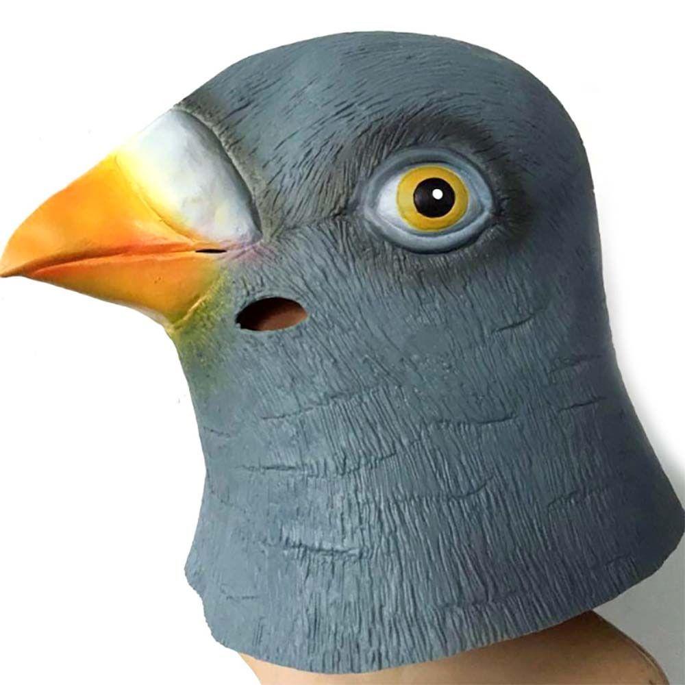 Riesige Vogelkopf-Kopfbedeckung Latex-Party-Maske Requisiten Taube Cosplay Maske Cosplay Maske Vogelkopfmaske grau