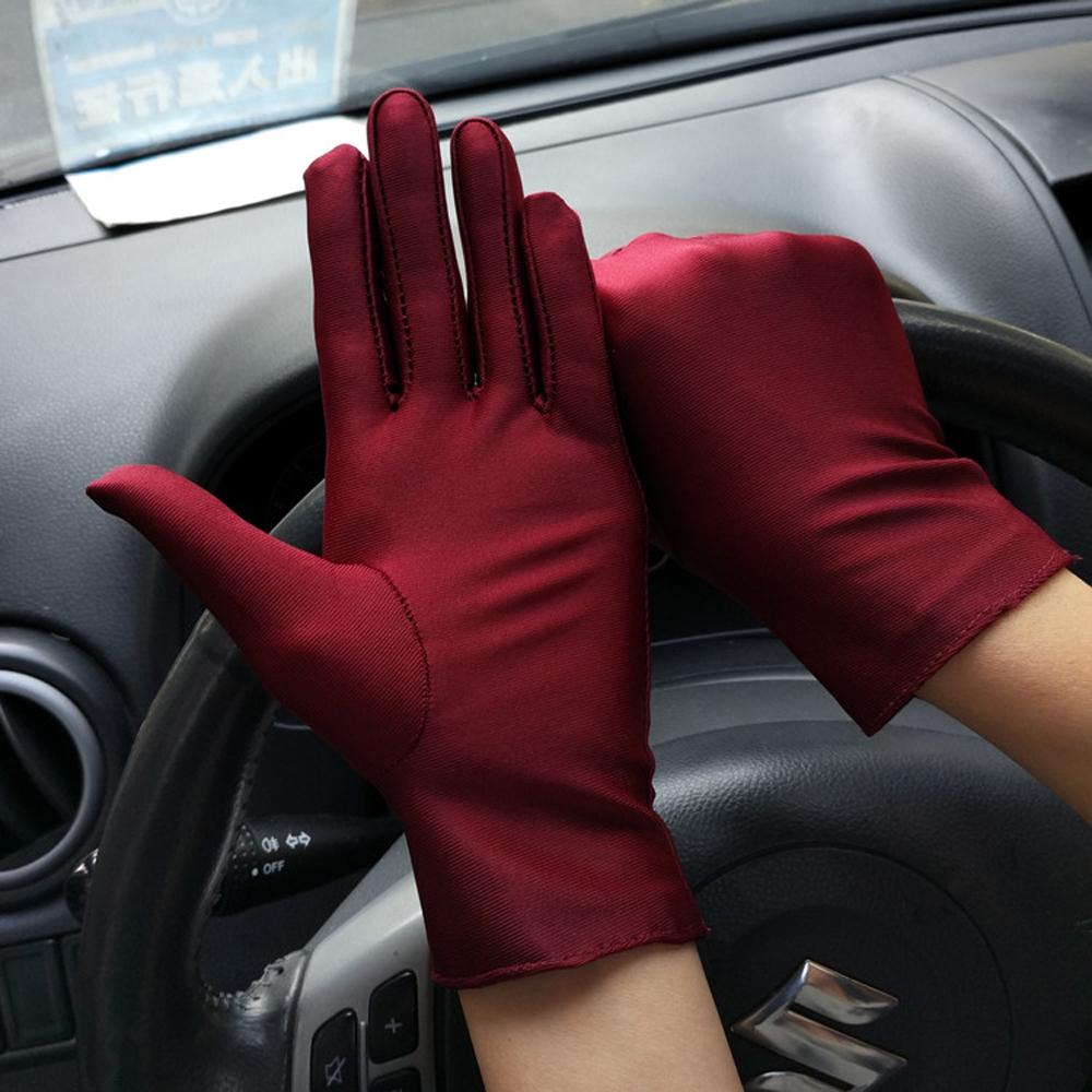 Damen Herren Dünne Sommer Elastische Spandex Etikette Handschuhe Autofahren Handschuhe Sonnenschutz Anti-UV wein rot