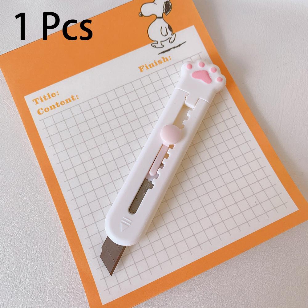 Kawaii Mini Pocket Cat Paw Art Utility Messer Express Box Messer Papierschneider Handwerk Verpackung nachfüllbare Klinge Briefpapier weiß