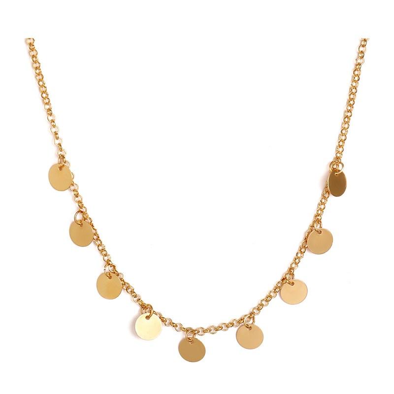 Frauen Mode Gold Farbe Pailletten Münzen Quaste Halsband Halskette Schmuck gold