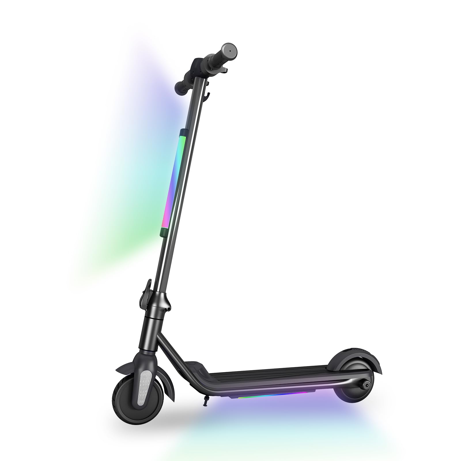 E-Scooter, Faltbarer Elektroroller für Kinder im Alter von 6-12 Jahren, 2 Geschwindigkeitsmodi, Max. 12 km/h, 8 km Reichweite, Bunte LED-Lichter, Leichter Kinderroller schwarz
