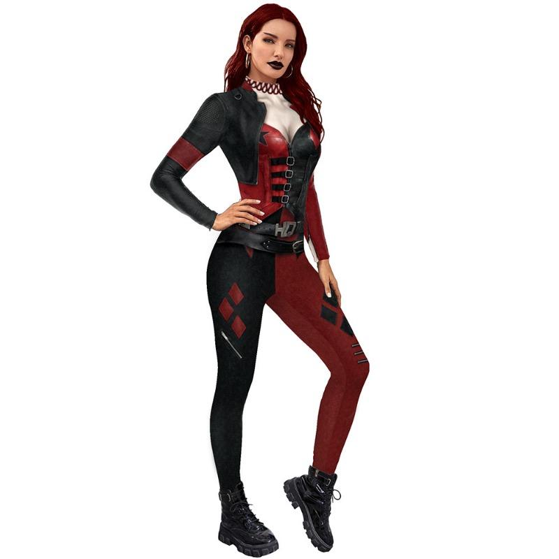 Halloween neuer Cosplay Clown Damen Overall bedruckter dünner Overall Damen L black