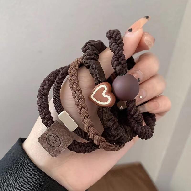 Stirnband Lederband Weibliche Hohe Pferdeschwanz Holster Haar Zubehör Einfache Hohe Elastizität Langlebig Gummiband Haar Kreis ooo kaffeebraun