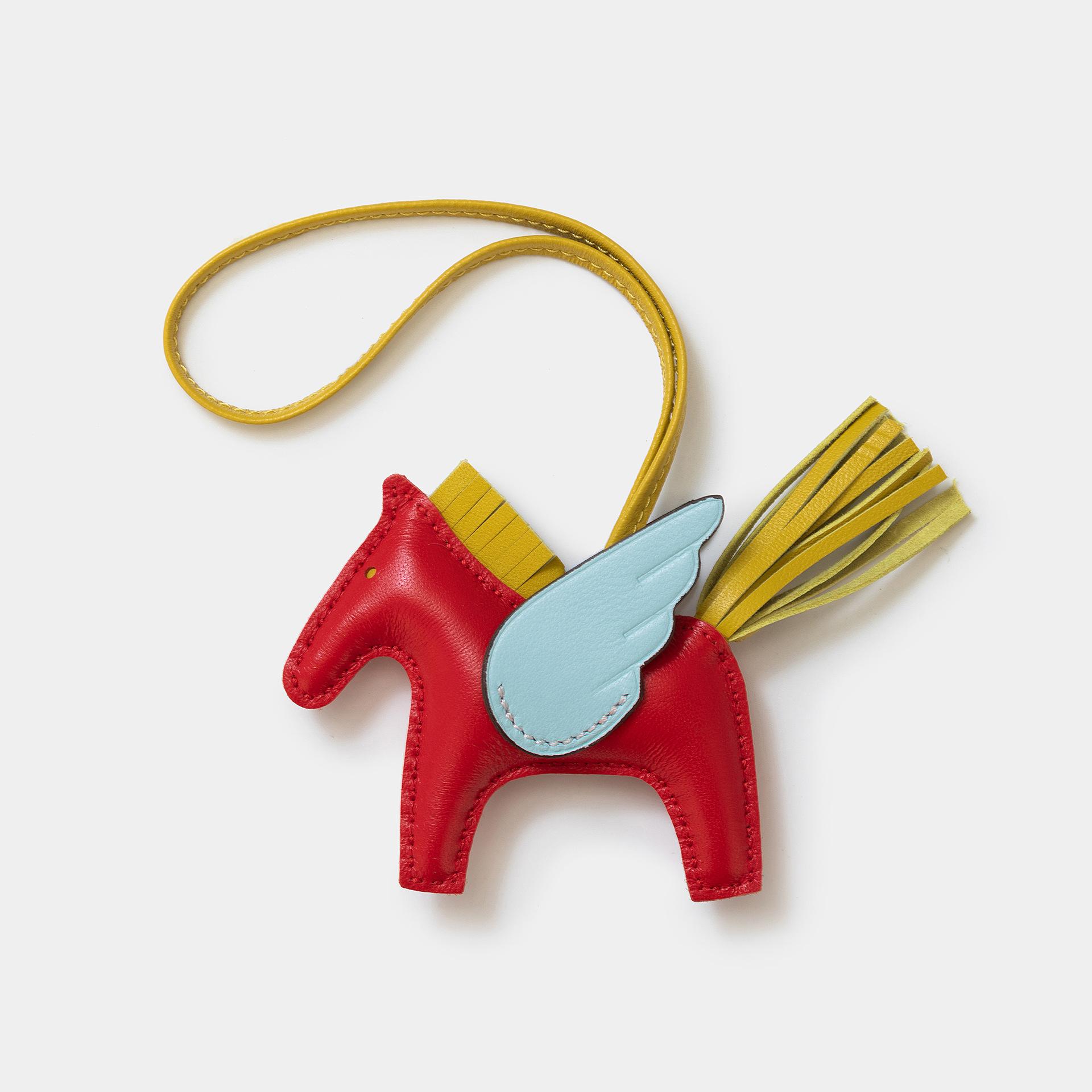 Neuer grenzüberschreitender H-Home handgenähter Lammfell Pegasus Tasche Anhänger Echte Leder Handtasche Anhänger Auto Anhänger yellow