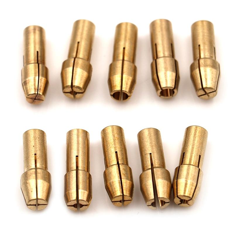 10 Stücke Mini Bohrfutter Adapter 0,5mm-3,2mm Dremel Mini Bohrfutter Spannfutter Adapter Micro Spannzange Messing für Power Drehwerkzeug gold