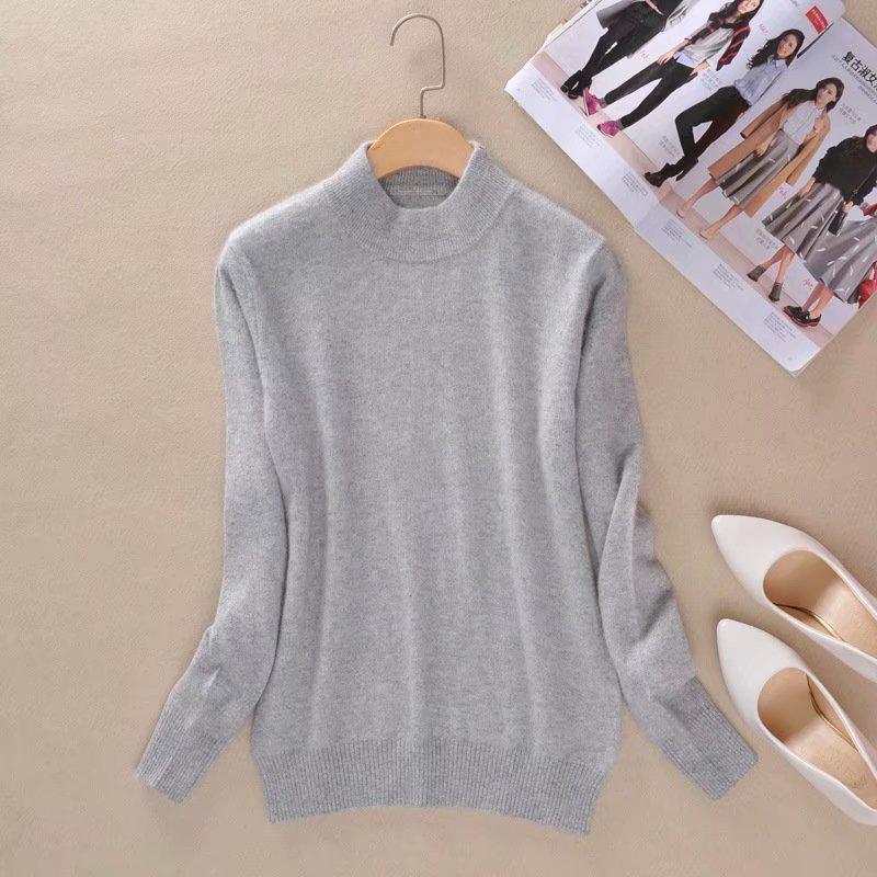 CANVAUS Damen Pullover Pullover Pullover Damen Pullover Pull Femme Halber Rollkragen S-3XL 3XL hellgrau