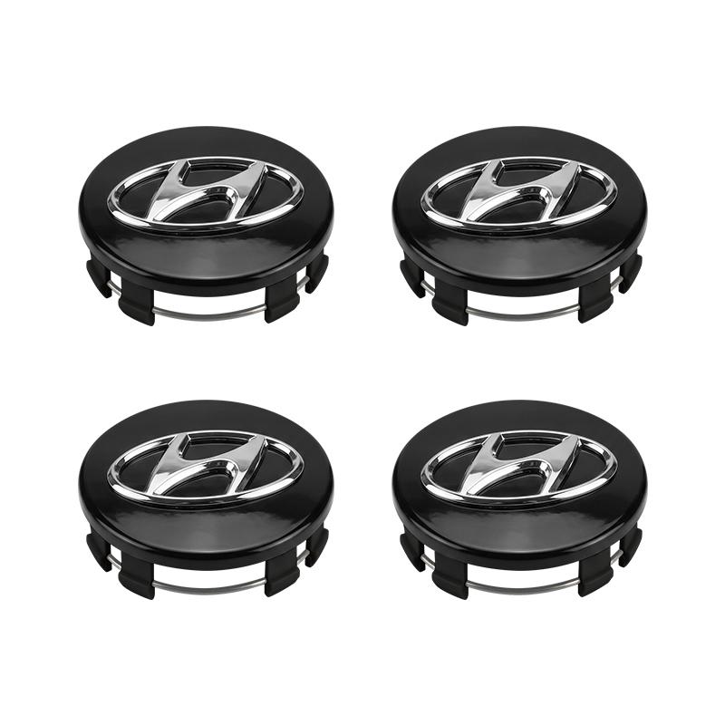 4 Stück 60MM Auto-Plakette Emblem Radnabenkappen Felgen-Nabendeckel für Hyundai Accent Aslan Avante HB20 i20 i30 i40 ix20 Parisi BAYON schwarz