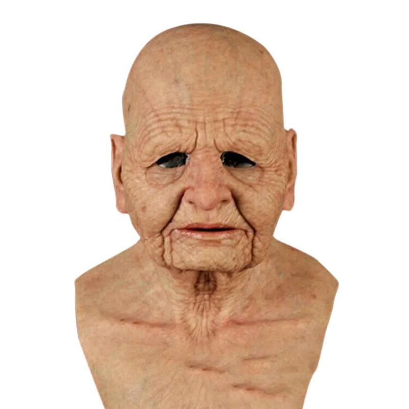 Maske für ältere Frauen und Männer, Faltenmaske für den ganzen Kopf, Gesichtsmaske für Opa/Oma, Teufel, Neuheitszubehör, Halloween-Party, Cosplay-Requisiten Lady-bald