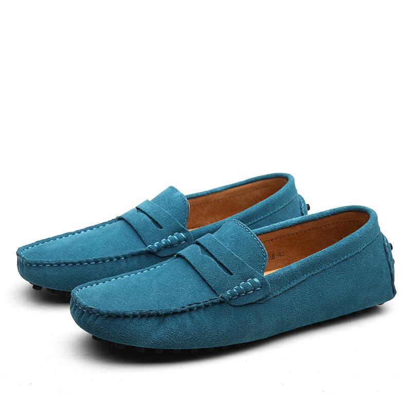 Herren Loafer aus hochwertigem Leder, Freizeitschuhe, Mokassins, Slipper, Herrenschuhe, modische Herrenschuhe, Herrenschuhe, Autofahrerschuhe, Größe 38–49 45 himmelblaue