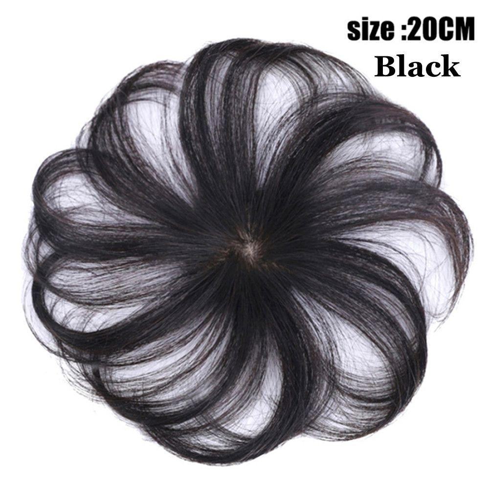 Schönheit 100% Echthaar Perücke Kaschierung Haarausfall Clip-On Scheitel Haarteil Dünnes Haarteil Toupet 20cm schwarz