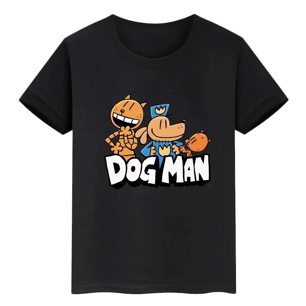 Dog Man Aufdruck Kawaii Anime Kinder Freizeit Kurzarm Baumwolle T-Shirt Oberteil Baby T-Shirt Sommer Mode Kinder T-Shirt Junge Mädchen Kleidung 130 schwarz