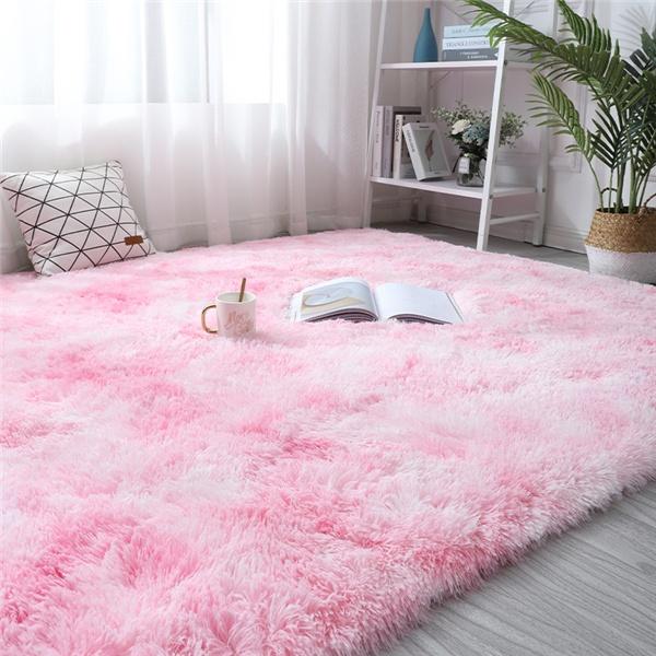 Großer Teppich, superweiche Regenbogen-Teppiche für Mädchen, Jungen, Wohnzimmer, Schlafzimmer, Studentenwohnheim, flauschige Plüsch-Anti-Rutsch-Fußmatten 120x160cm (47x71in)