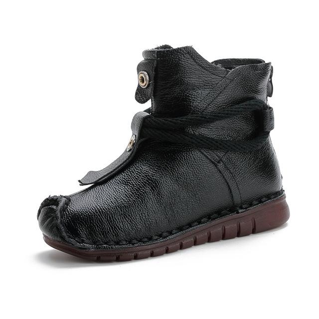Echtes Leder Hochwertige Stiefeletten Damenstiefel Neue kurze Stiefel Winter Lila Grau Flats Stiefel 35