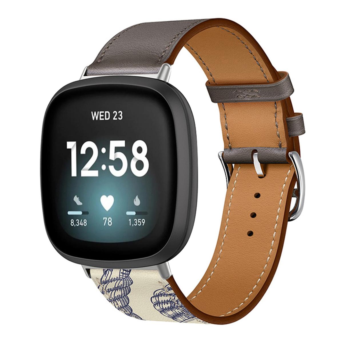 Lederarmband für Fitbit Versa 4 3 2 1 Versa Lite Smartwatch Armband Ersatzarmband für fitbit Sense/sense 2 Uhrenarmband For Fibit Versa 3 brown