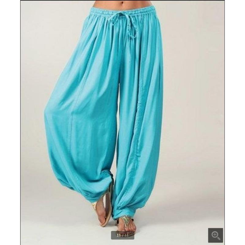 Mode Lässige Damen Harlan Hose Übergröße Locker zum Schnüren Frühling Sommer Gerades Bein Lange Hose Elegant Einfarbig Übergroße Hose 961 M himmelblaue