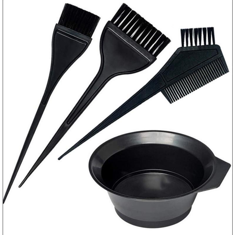 4-teiliges Haarfärbe-Set, Haarfärbepinsel, Werkzeuge für Haarfärbe-Set – Professionelles Färbe-Werkzeugset – Perfekt für DIY und Salonanwendung schwarz