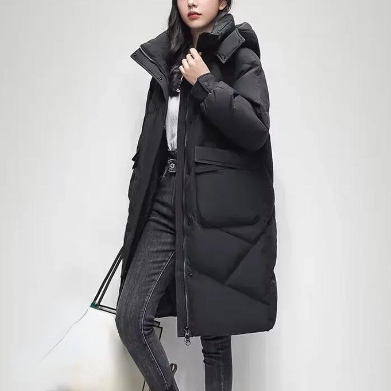 Neue Winter Damen Parka mit Kapuze Jacken Verdicken Warme Baumwolle gefütterte Puffer Mäntel Beiläufige Lange Parkas Kleidung Lose Oberbekleidung XXXL schwarz