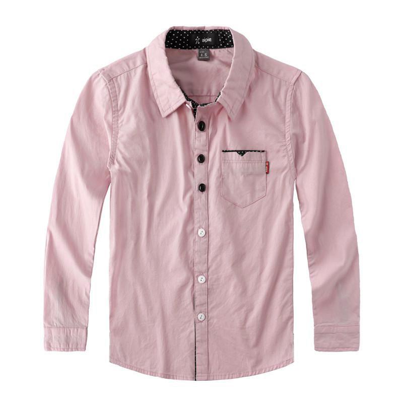 Jungen Hemd Frühling Herbst Kinder Einfarbig Baumwolle Langarm Bluse Teen Kinderkleidung 12-13 Years rosa