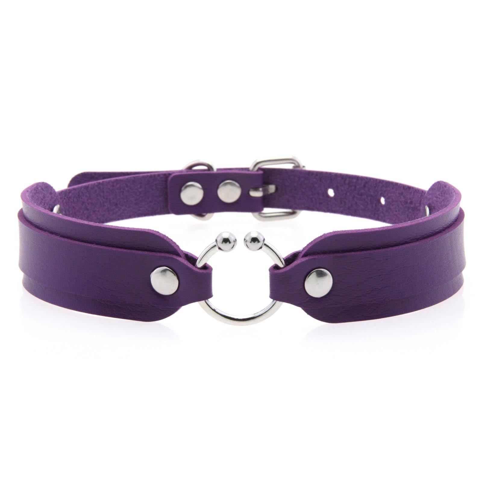 DIEZI Harajuku Gothic Cosplay Choker-Halskette aus PU-Leder für Damen und Herren, Punk, sexy, mit kreisförmigem Anhänger, Torques-Halskette, Geschenkschmuck blue