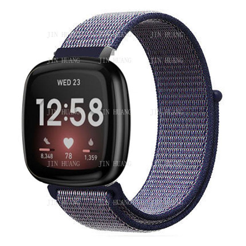 Nylonarmband für Fitbit Versa 4 3 2 Lite Smartwatch-Band Ersatz Uhrenarmband für Fitbit Sense 2 Schlaufe Correa Armband versa 3 or Sense nachtblau