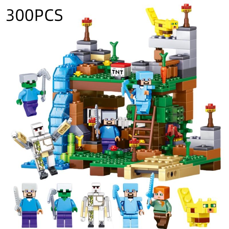 Meine Welt Kompatible Lego Bausteine Kinderspielzeug zum Zusammenbauen Schattenstadt Lavahöhle ABS-Kunststoffmaterial 300PCS