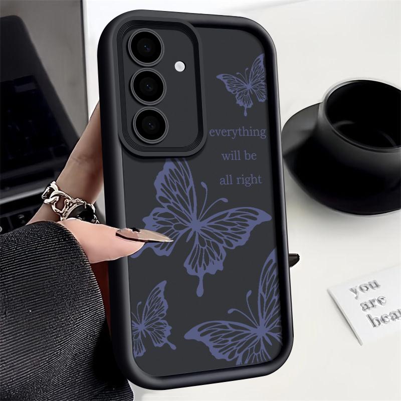Schmetterlingshülle für Samsung Galaxy S24 S23 S22 Ultra S21 S20 FE A55 A14 A34 A15 A25 A35 A52 A56 A54 5G S25 Ultra Silikonhülle For Samsung S24 gray