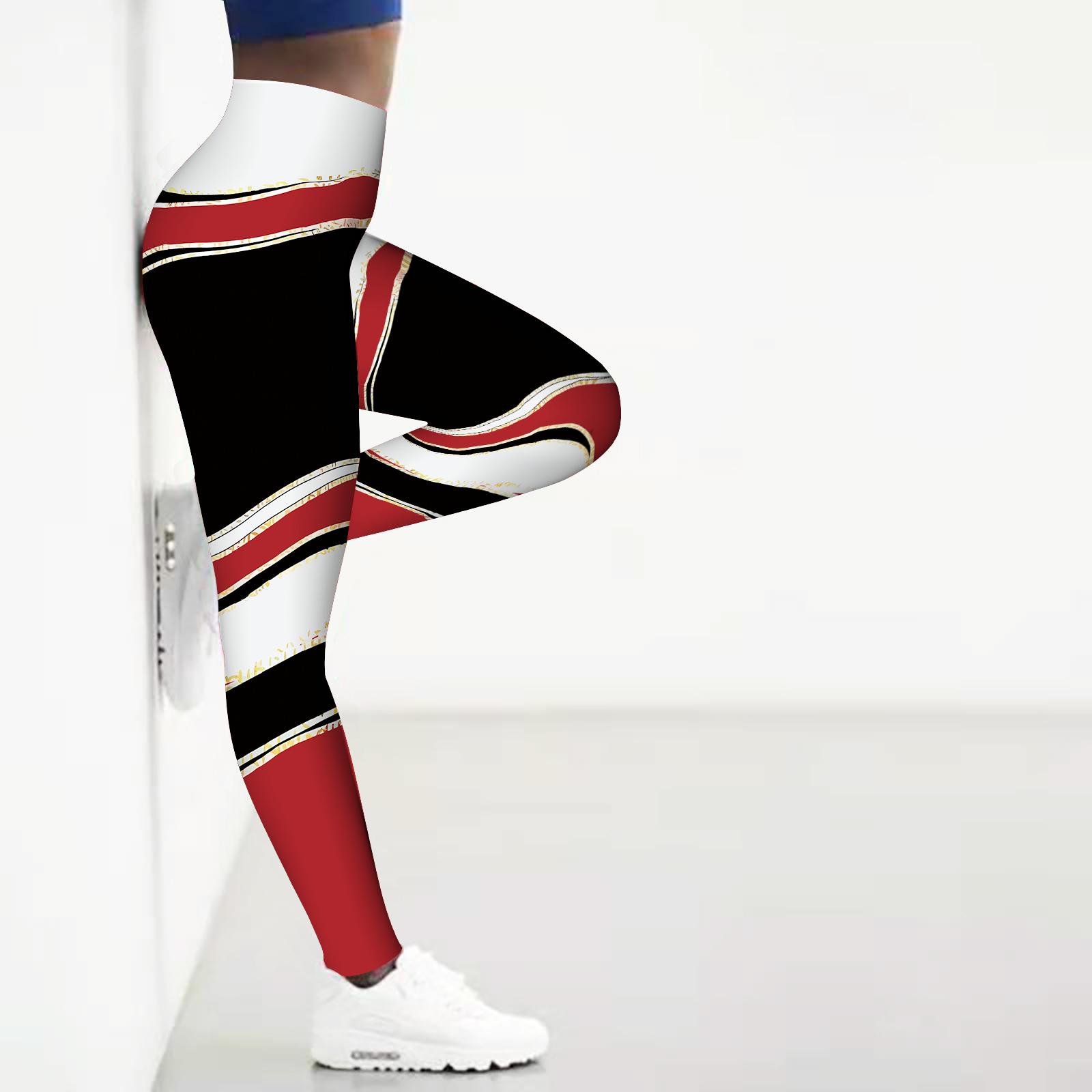 Damen-Leggings mit weißem Wassermuster, bedruckt, Stretch-Yoga-Leggings für Fitness, Laufen, Fitnessstudio, Sport, aktive Hose 3XL rot
