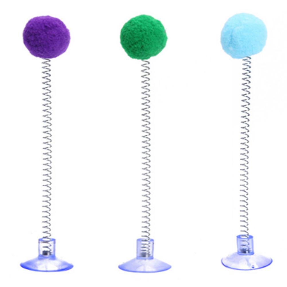 1/3 Stück Fellball Feder Katzenspielzeug Saugnapf Mehrfarbig Katzenreizstab Haustier Interaktives Spielzeug Katzenkratzspielzeug Zubehör Zufällige Farbe 3pcs bunt