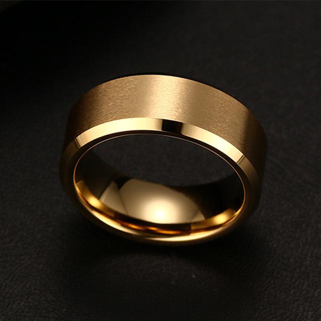 8mm Titan Stahl Band Hochzeit Verlobung Schmuck Schwarz Herren Ring Mode Party Ring Schmuck 10 gold