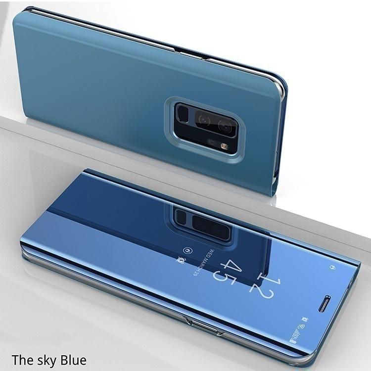 Klarer vertikaler Spiegel Smart Leather Case Flip Stand Protect Cover für Huawei Samsung Xiaomi IPhone Huawei P30 Lite/Honor 20s blau