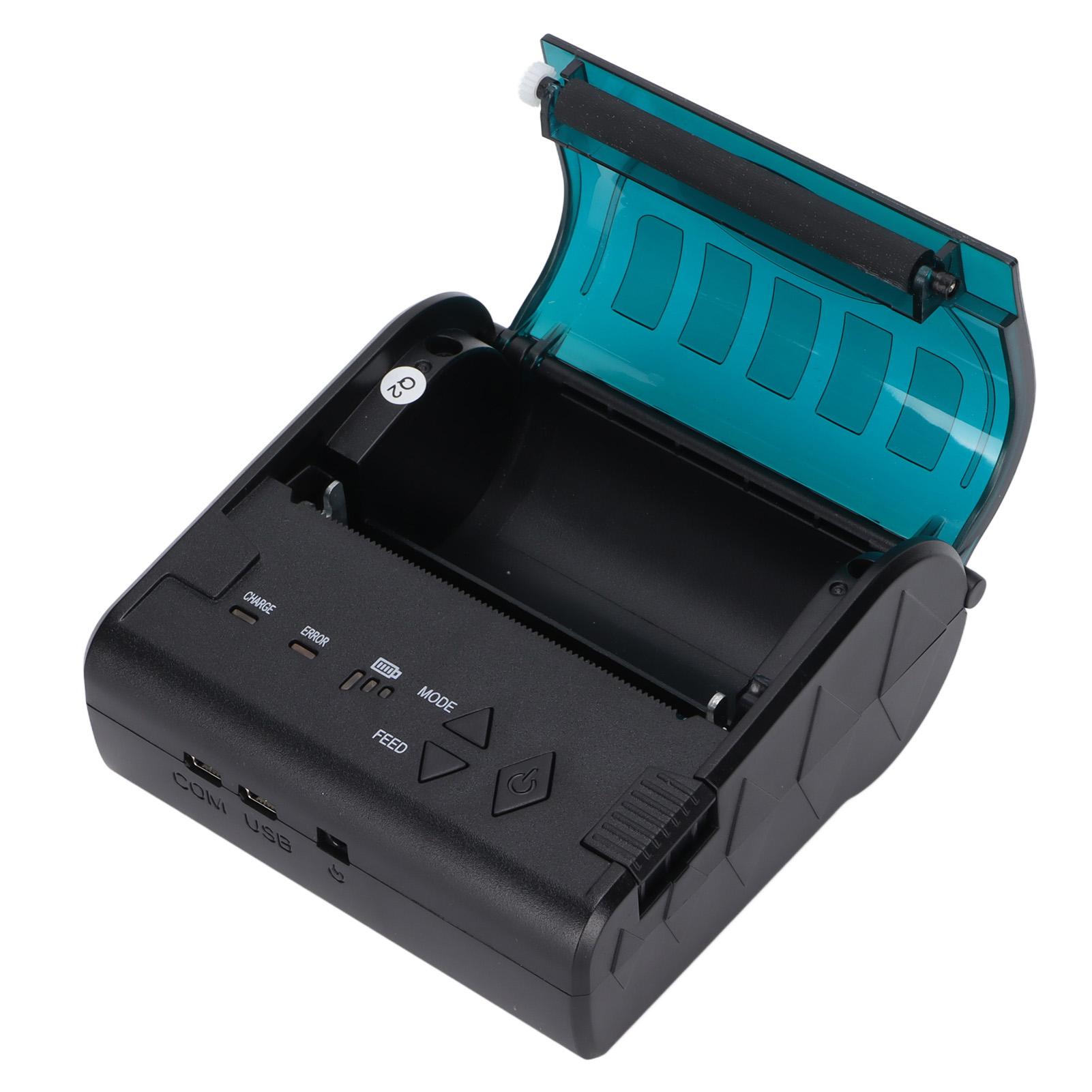 Etikettendrucker 80mm Mini Tragbar Stabil Praktisch Thermodrucker für Supermarkt Imbiss Express UK Plug