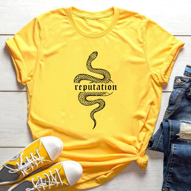 Reputation Snake T-Shirt Look What You Made Me Do Shirt Damen Kleidung Goth T-Shirt Unisex Vintage Shirt Snake Graphic Tees S gelb
