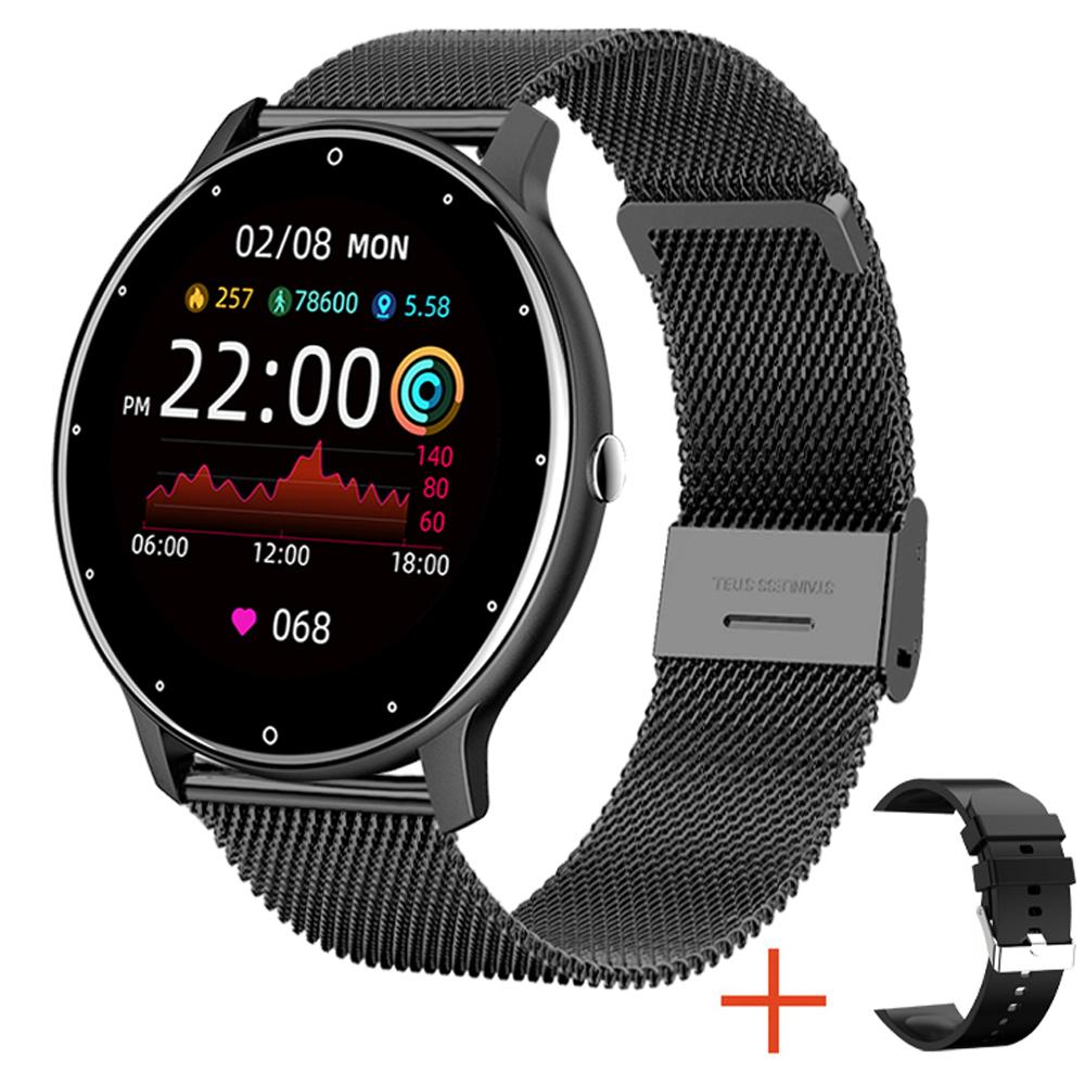 YurKem 1,28 Zoll Smart Watch Frauen Männer Sport Fitness Smartwatch Schlaf Herzfrequenz Monitor Wasserdichte Smartwatch Für IOS Android Telefon schwarze bohne
