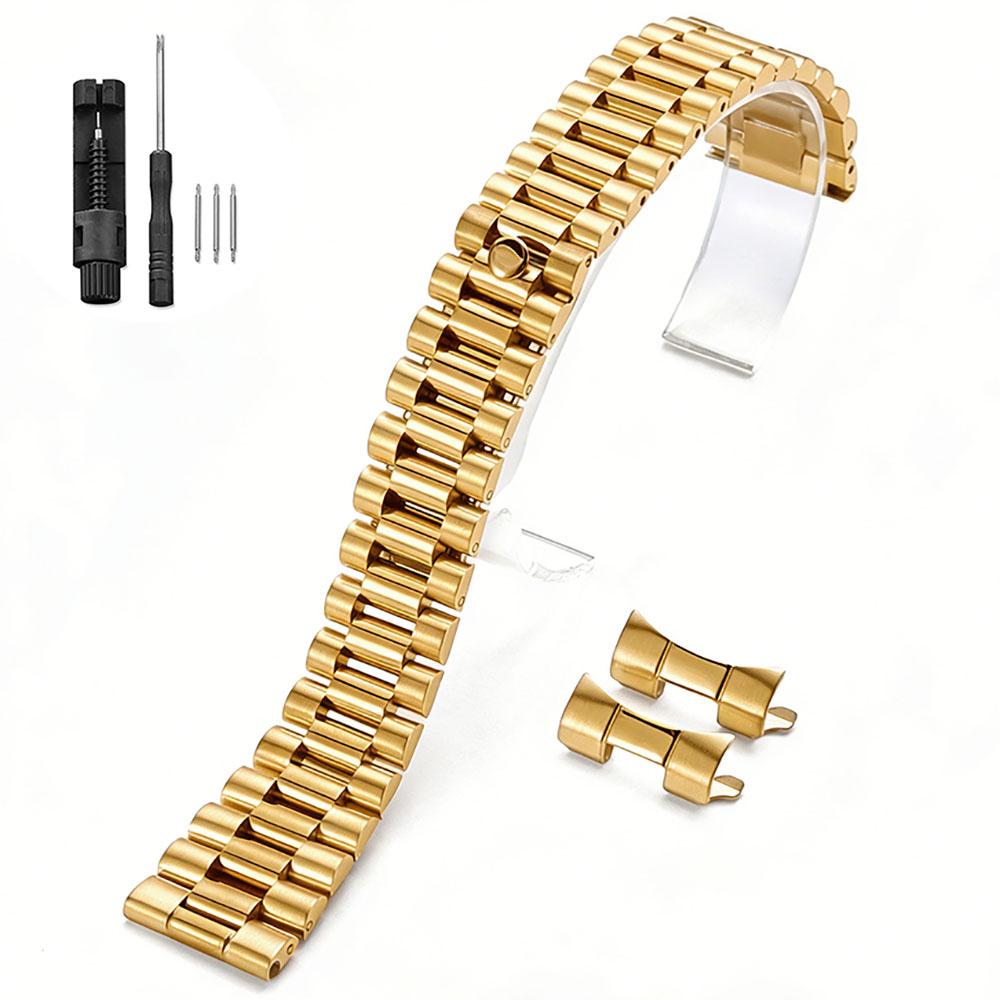 20mm 21mm 22mm Luxus Massives Uhrenarmband 304L Edelstahl Faltschließe Armband für Rolex Herren Damen Uhrenzubehör 20mm gold