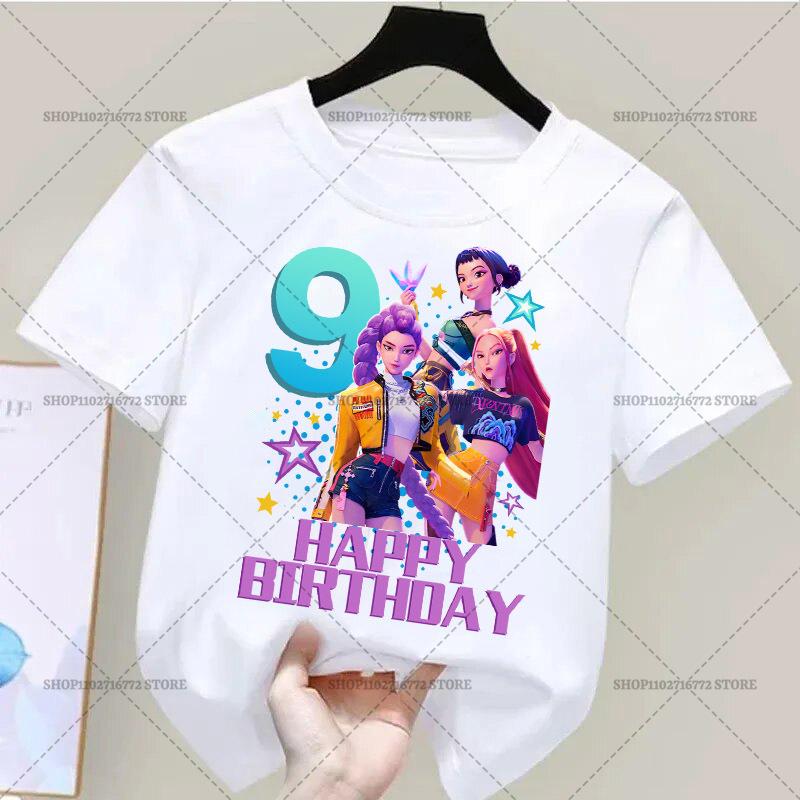 Kpop Dämonenjäger Kleidung Partyzubehör Lässiges T-Shirt Jungen Geburtstag Nummer 1-9 Druck Kurzarm Mädchen Kleidung Basis T-Shirt Tops size 120cm