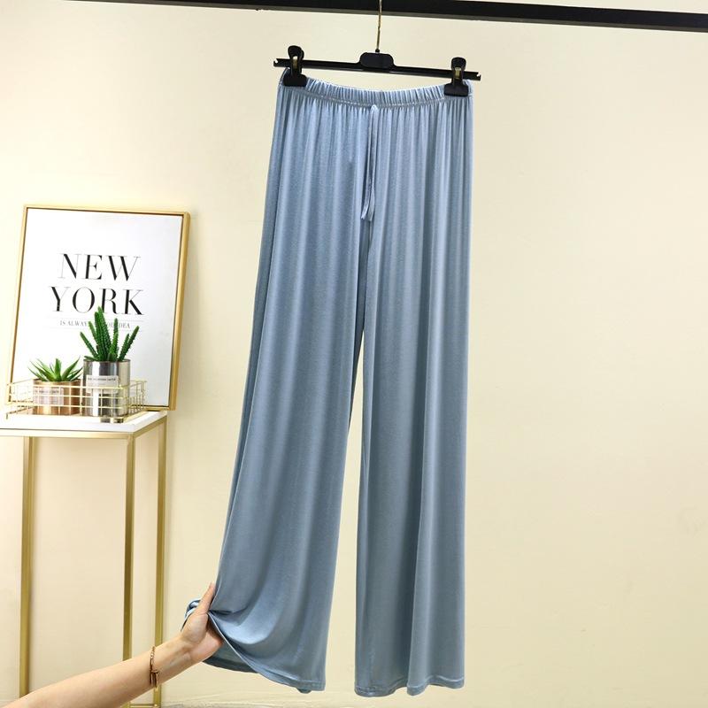 Übergröße M bis 6XL U-Ausschnitt Damen Hose mit weitem Bein hoher Bund Locker Lange Hose einfarbig Lässige drapierte Hose Alleskönner 5XL hellblaue