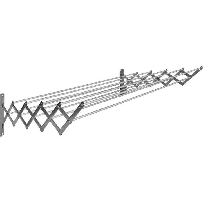 SAUVIC Ausziehbarer Wäscheständer aus Edelstahl mit 10 Stangen von 120 cm