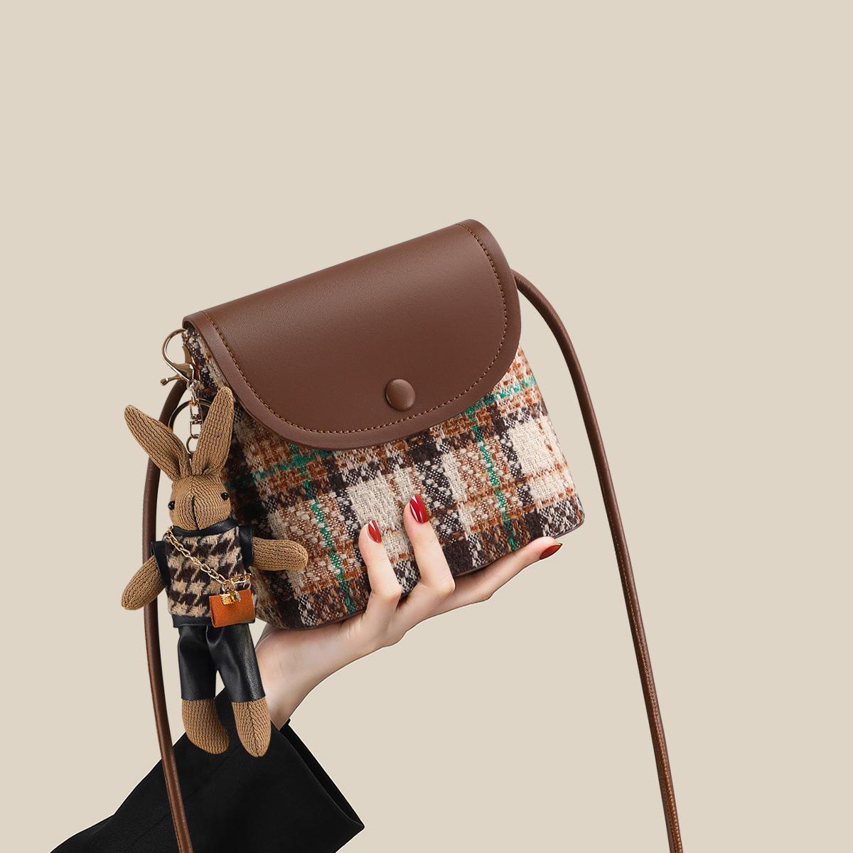 Eimer Tasche Damen Neue Herbst und Winter Damen Tasche Handy Tasche High-End Kleine Tasche Ein Schulter Crossbody Tasche brown