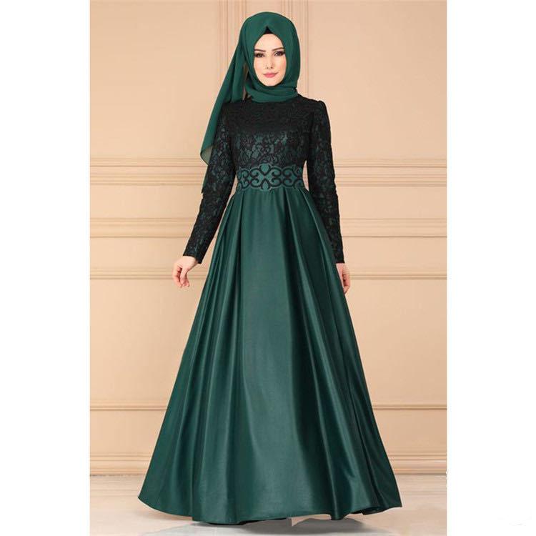 Naher Osten Ramadan Retro elegantes Kleid Abaya Kaftan Stil Spitze Langarm muslimische Dubai Frauen elegant plus Größe Türkei islamische Kleidung S-5XL 2xl