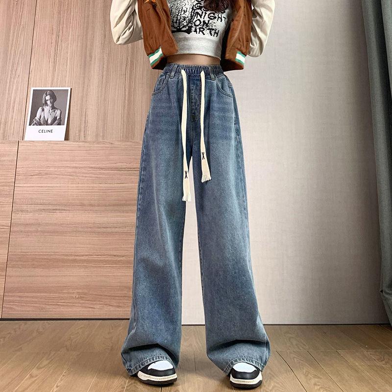 Plus Größe M-6XL Vintage Cargo Jeans Damen Frühling Herbst Y2k Streetwear Lose Hohe Taille Jeans Gerade Breite Bein Cargo Jeans Damen L