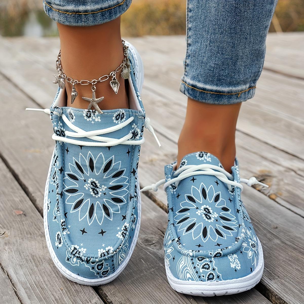 Damen Slipper Lässige Sommerschuhe mit geometrischem Blumenmuster, Schwarz, Blau & Gelb, Leichte EVA-Sohle, Ganzjahres-Komfort Damenschuhe 42 blau