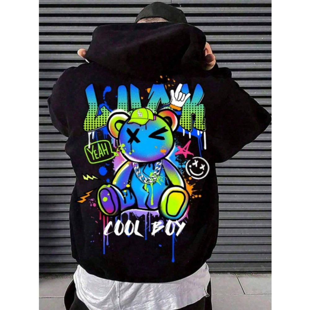 Mode Personalisierter Bär Grafikdruck Herren Kapuzenpullover Mode Pullover Herbstkleidung Freizeitkleidung Damen Oberteile Sweatshirts 5XL