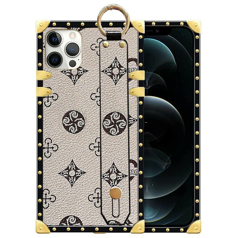 Für Samsung S23 S22 S21 ultra A13 A53 A33 A12 A22 A32 A52 A31 A51 A20 A50 A70/Redmi 9 9A 9C Fall Abdeckung Retro Muster Square Trunk Box Armband Fällen Samsung S21 weiß