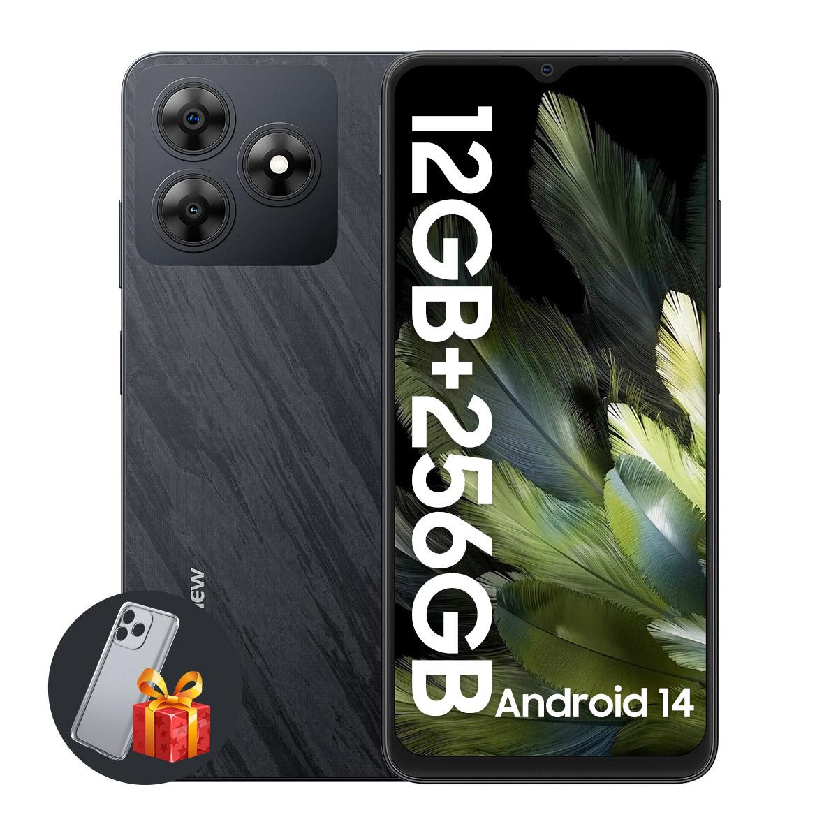 Blackview WAVE 8, Android 14 Smartphone, 12GB RAM, 128GB/256GB ROM, 6,56-Zoll HD+ Display, 5000mAh Schnellladung 8+256 schwarz