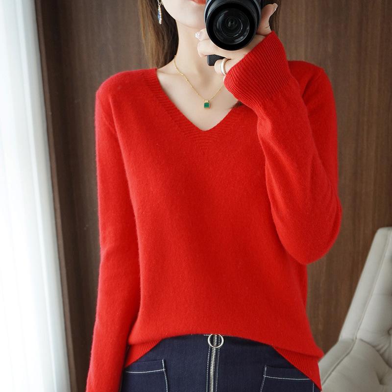 1PC Mode Kaschmir Bodenbildung Shirt Pullover Gestrickte V-ausschnitt Pullover Jumper Langarm Lose XL