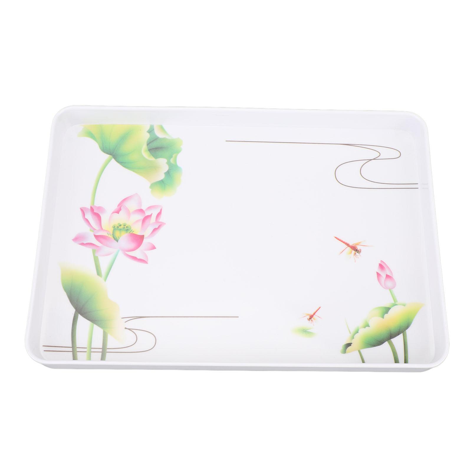 Kunststoff Serviertablett Rechteckig 15,4x10,6in Wiederverwendbare Dicke Lebensmittelplatte für Snack Obst Kekse Style 2