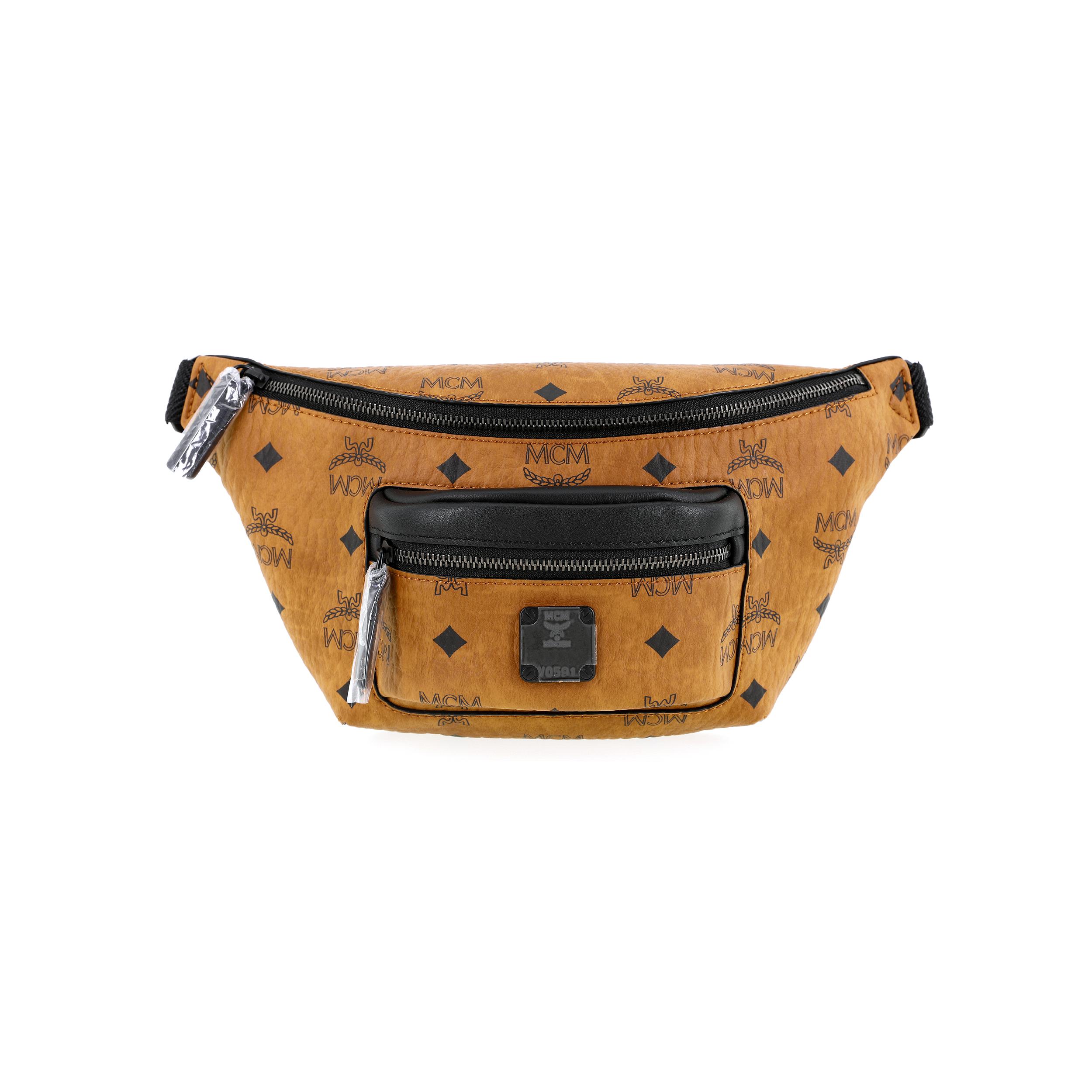 MCM Fursten Visetos Verstellbarer Taillengürtel Reißverschluss Mini Brusttasche Herren Taschen Braun Cognac MMZCAFI01CO001 Basic Set (Bag+Dust Bag)