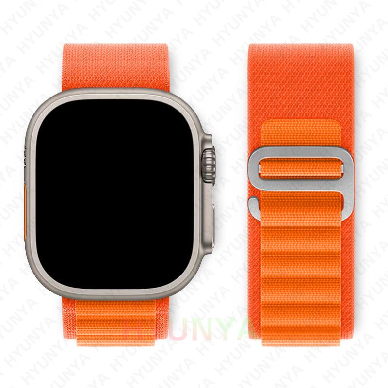 Alpines Armband für Apple Watch Armband Serie 10 9 8 7 SE Ultra 2 41mm 42mm 45mm 46mm 49mm 40mm 44mm IWatch Correa Armband 38-40-41 S10-42mm orange